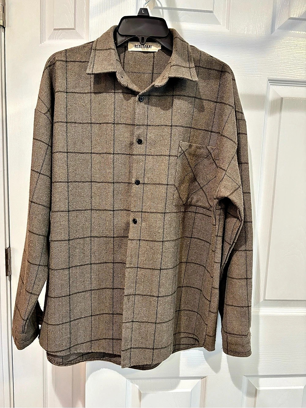REALTAKAI Plaid Shirt in Brown Large Like New